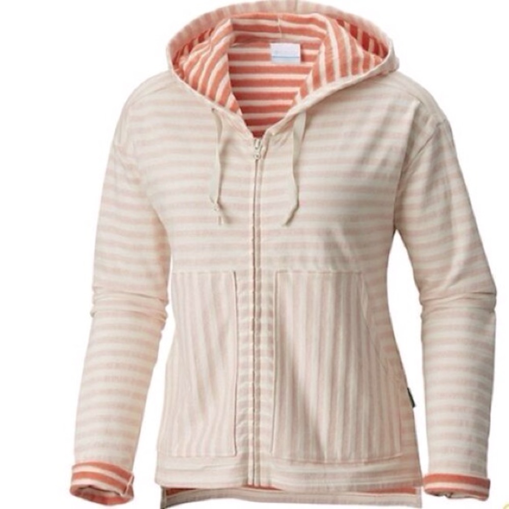 Columbia Melody Spring Full Zip Boxy Oversized Striped Hoodie Winter Cozy